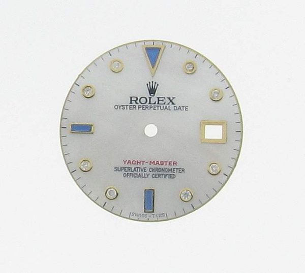 ROLEX WHITE MOTHER OF PEARL YACHTMASTER DIAL. WITH SAPPHIRES AND DIAMONDS.