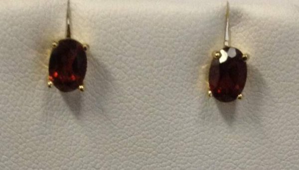 14K Y/G OVAL GARNET EARRINGS