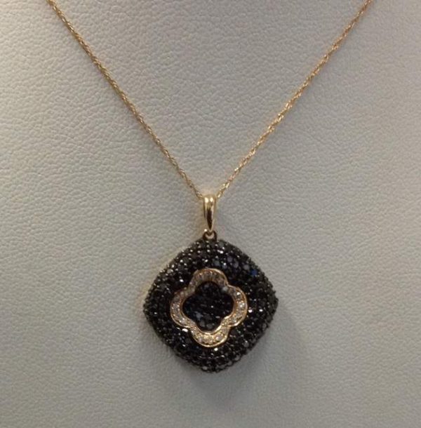 14KT DIA/BLK DIA PENDANT 1.7CTTW