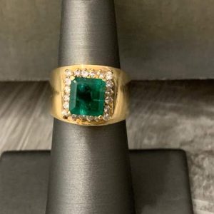 14K Y/G EMERALD & DIAMOND RING