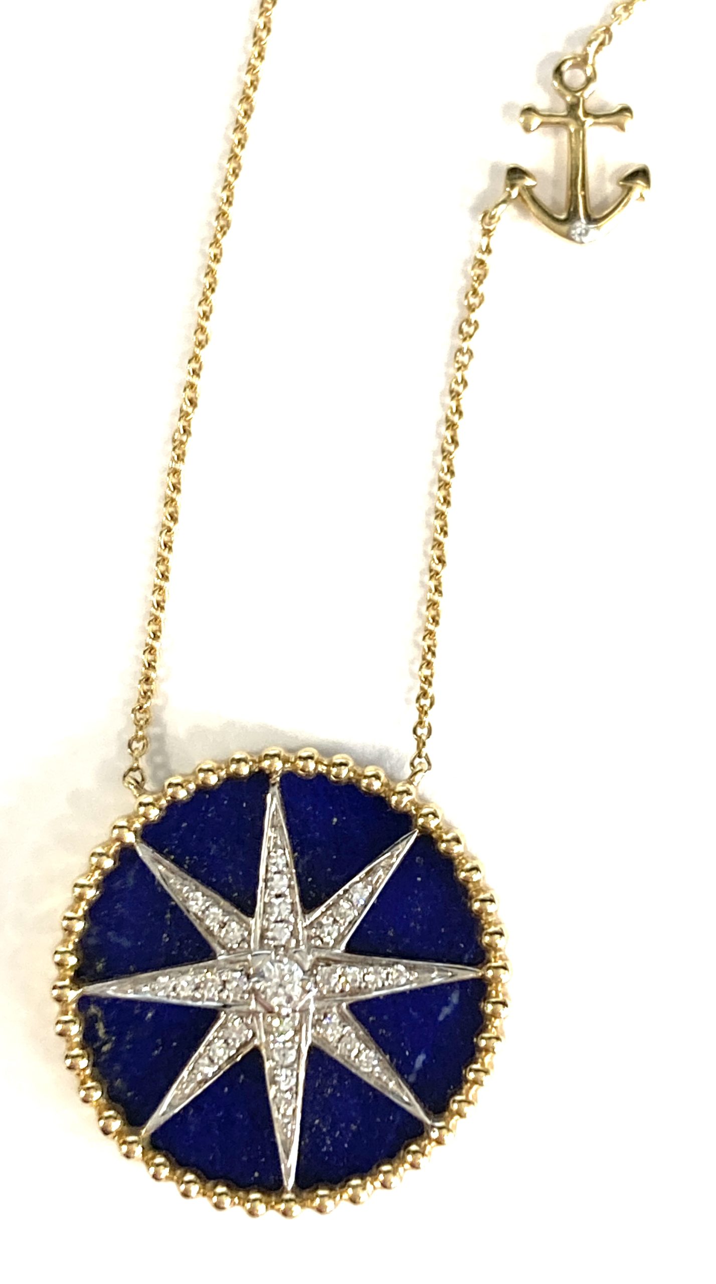 GOLD LAPIS COMPASS NECKLACE