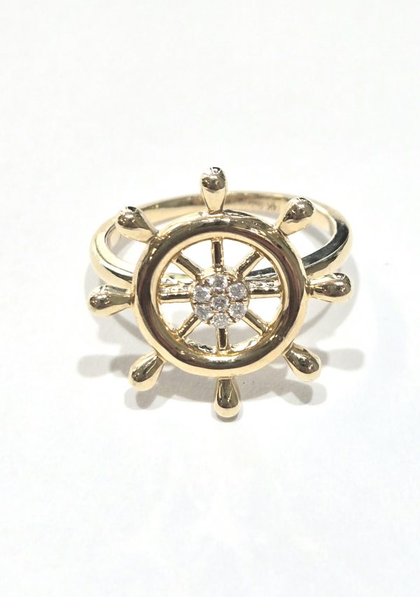 14K YELLOW GOLD SHIPS WHEEL RING