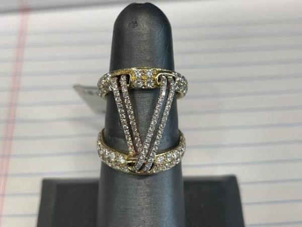 14K MULTI COLOR FASHION RING 1.55CT DIAMONDS 3.6DWT