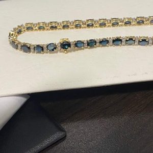 18K Y/G SAPPHIRE AND DIAMOND BRACELET