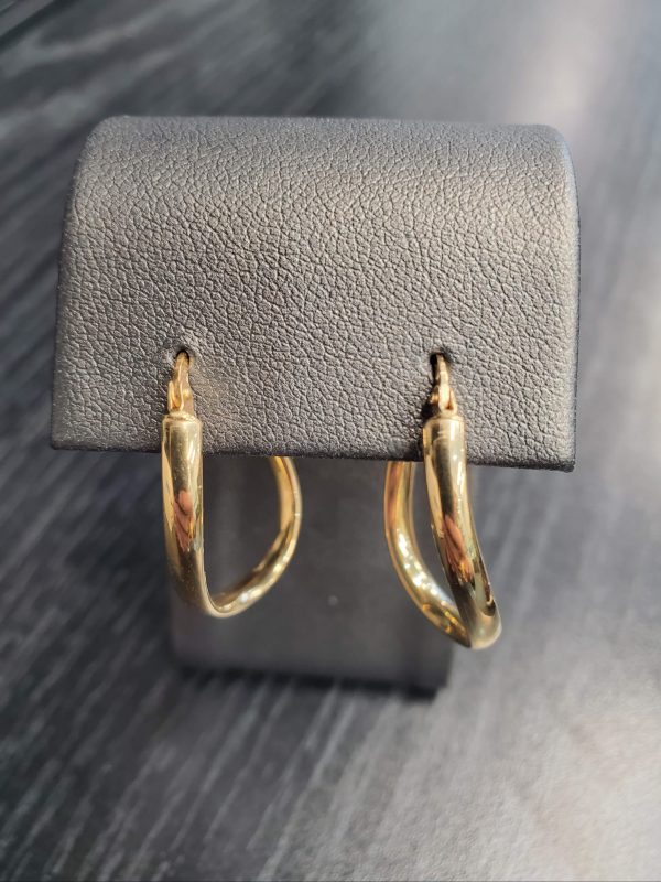 14K YG TWIST HOOP EARRINGS 1.8G