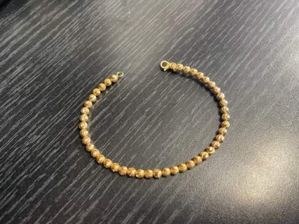 14K YELLOW GOLD BEADED BRACELET 4.6DWT