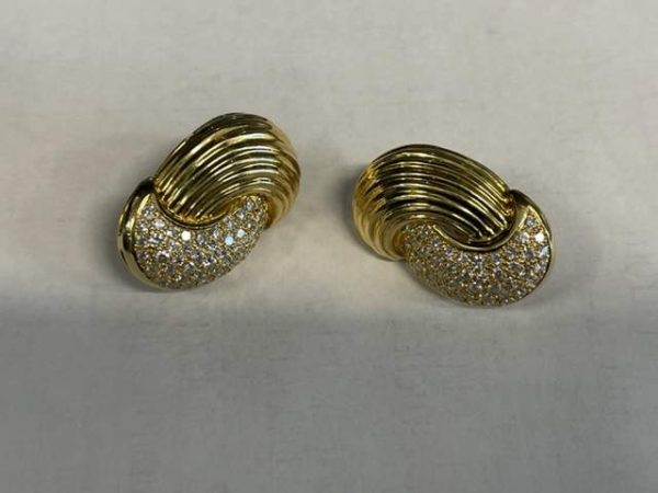18K YG CLIP DIAMOND FASHION EARRINGS 2CT TCW