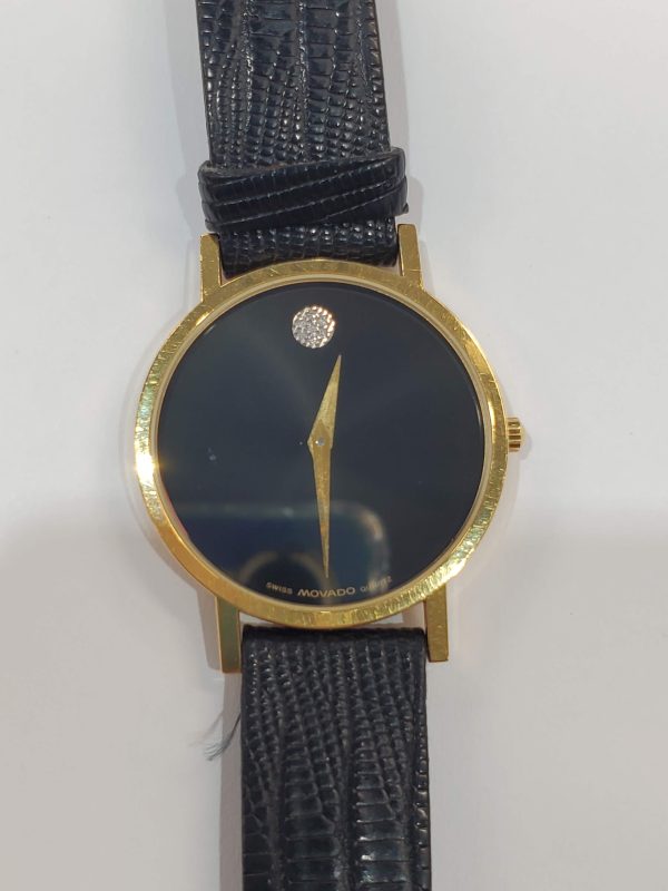 GENTS MUSEUM MOVADO WATCH WITH DIAMOND ACCENT(S), LIZARD BAND #8745882/2774394