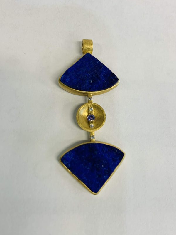 18K LAPIS & DIA PENDANT 4.0 DWT