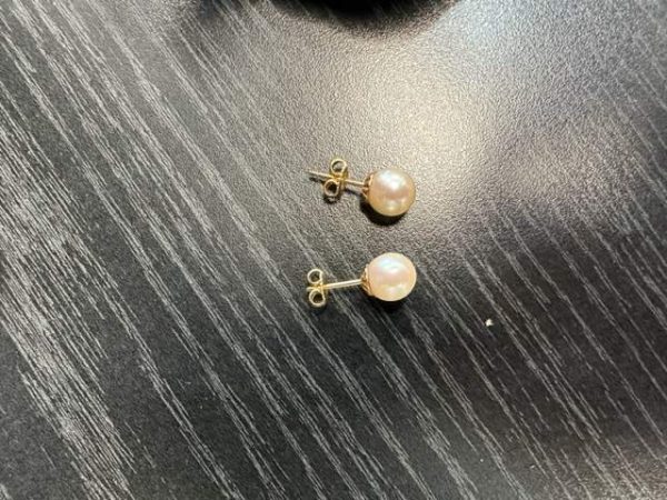 14K YELLOW GOLD PEARL EARRINGS 1.9DWT