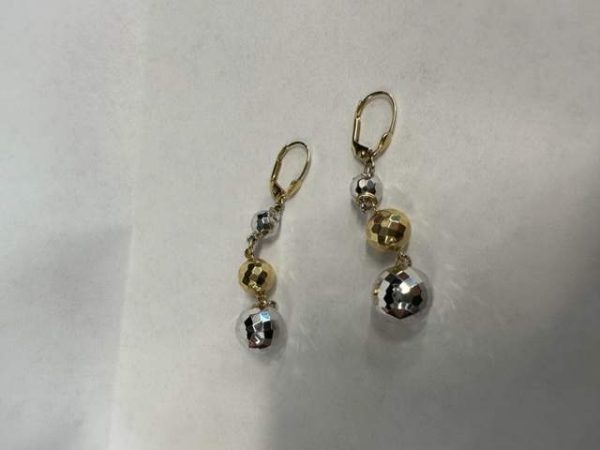 14K YELLOW AND WHITE GOLD BALL EARRINGS 4.4DWT
