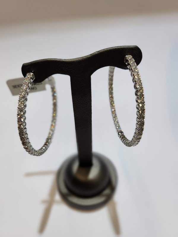 14K W/G LAB GROWN DIAMOND HOOPS WEIGHING A TOTAL  3.13 CARATS OF ROUND BRILLIANT CUT DIAMONDS.7.2 DWT.