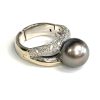 14K WHITE GOLD DIAMOND AND PEARL RING - Image 2