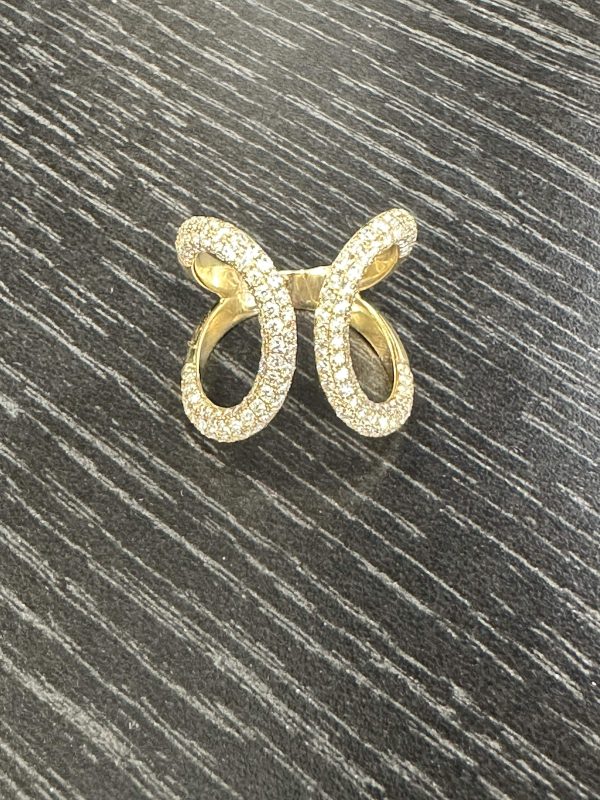 18K YELLOW GOLD FASHION RING 1.65CT 162 DIAMONDS SIZE 7
