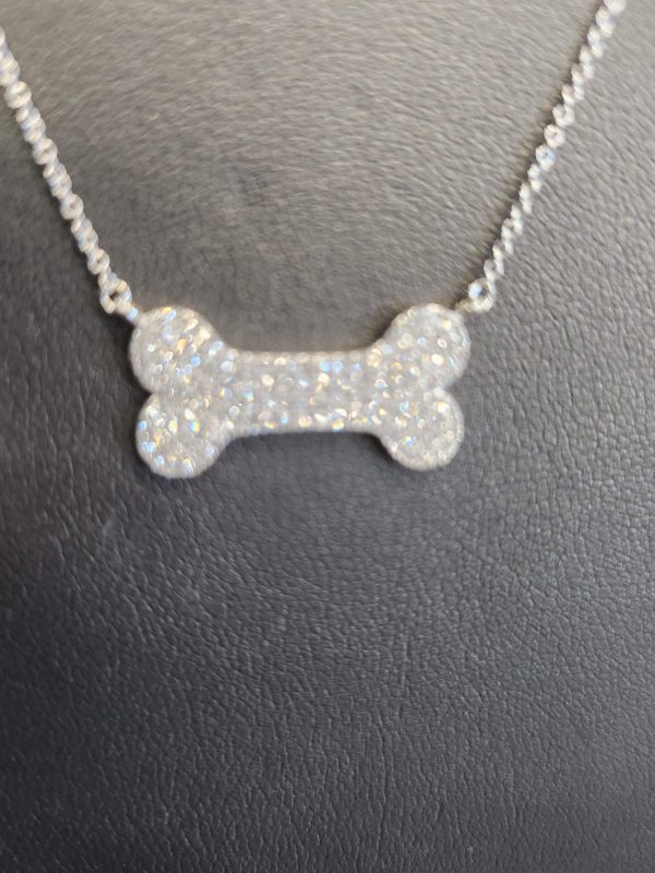 14K WG 112 DIAMONDS .33CT BIG DONE BONE DIAMOND PENDANT ON 18IN" CHAIN