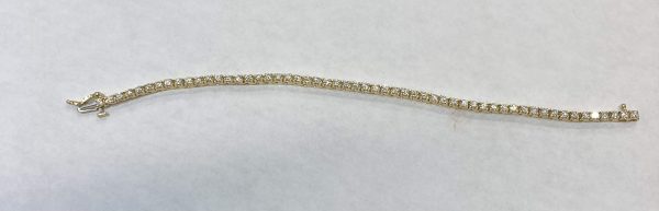 14K YELLOW GOLD DIAMOND TENNIS BRACELET 7 INCH 55 ROUND BRILLIANT CUT DIAS 6PTS EACH APPROX 3.00CTS CLARITY VS COLOR G/H GOLD WT 6.2 DWT