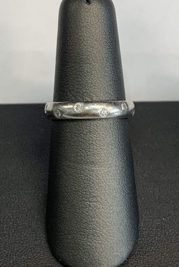 LADIES PLATINUM WEDDING BAND .20K DIAMONDS SZ 6.5
