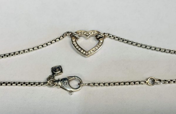 LADIES STERLING DAVID YURMAN HEART W DIAMONDS 17" NECKLACE