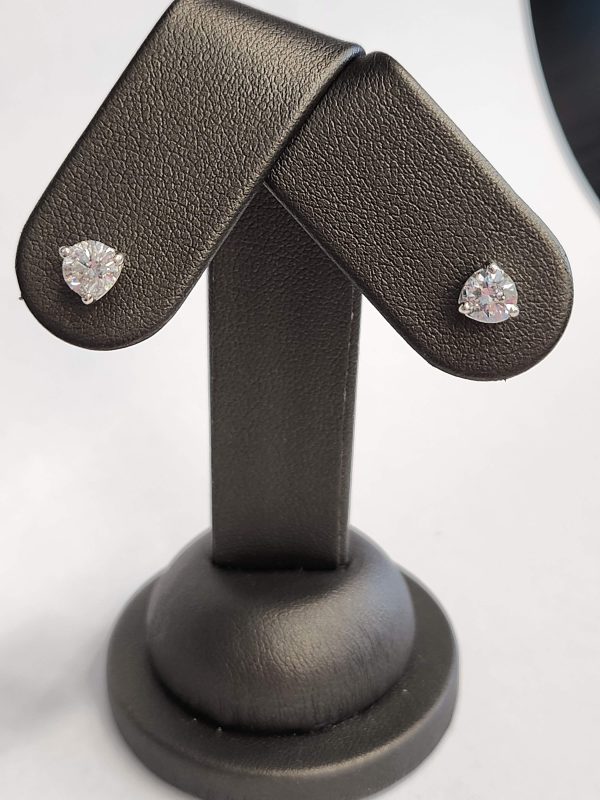 14K WG .80CTS DIAMOND STUDS, COLOR-J, CLARITY-I1