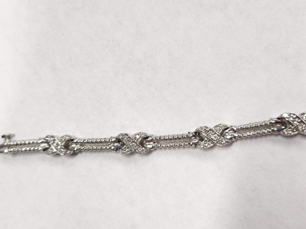 14K WG 1.06CT DIAMOND "X" BRACELET. 9.0DWT