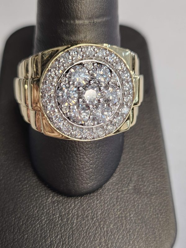 14K YG 2CT TW GENTS DIAMOND RING. 6.0DWT