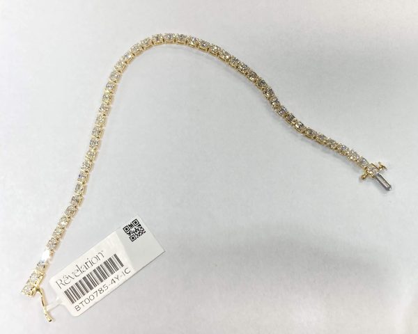 14K YELLOW GOLD TENNIS BRACELET CONTAINING 47 LAB GROWN OVAL BRILLANT DIAMONDS, COLOR: E-F, CLARITY: VS,    5.00 TCW, 5.0 DWT, IGI# 40J334932406 COMES W/ CERT CARD