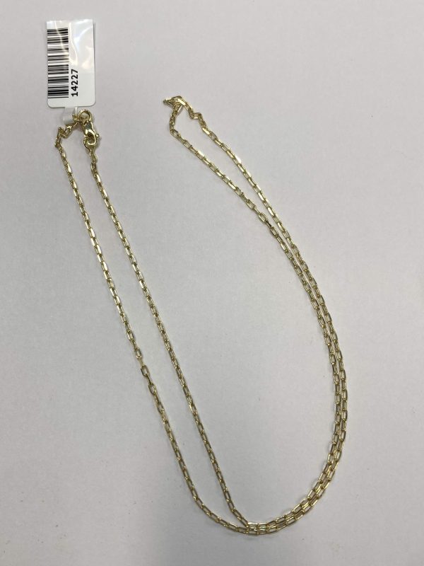 14K Y/G ELONGATED FORZATINA OR MINI PAPERCLIP STYLE CHAIN 1.3MM WEIGHING 2.06 GRAMS