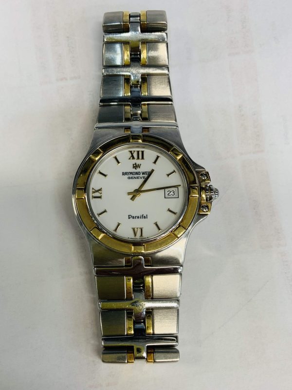 RAYMOND WEIL GENEVE 2 TONE STAINLESS PARSIFUL WATCH WITH BOOKLET & WARRANTY CARD