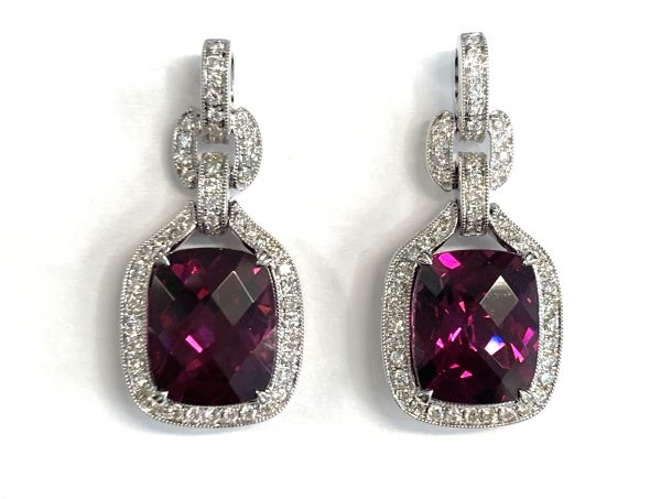 RUBELLITE & DIAMOND EARRINGS