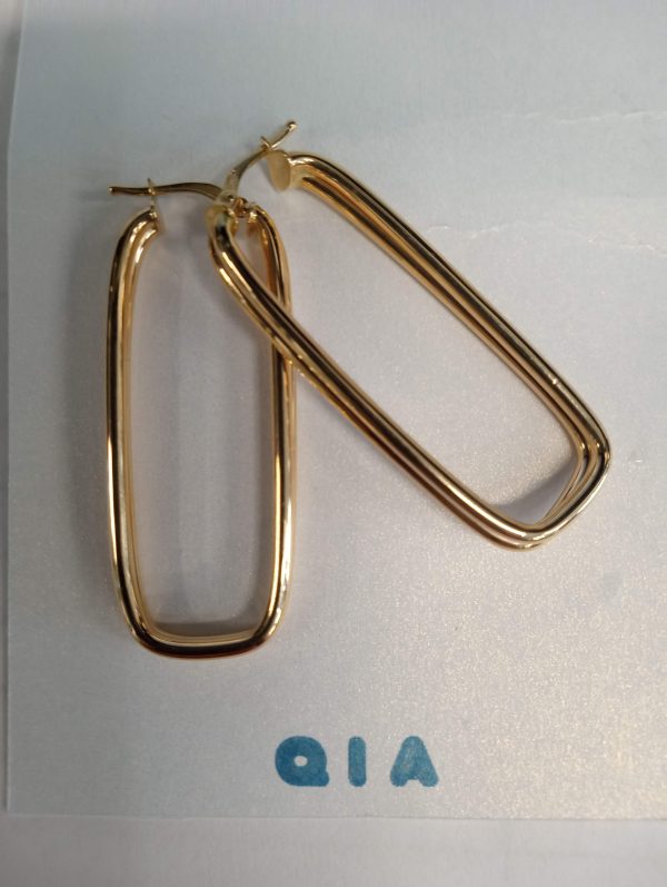 14K YELLOW GOLD SQUARE HOOP EARRINGS 2.4 DWT