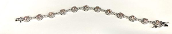 14K WHITE GOLD PINK & WHITE HALO BRACELET 9.35 TCW (6.28) PINK, 8.2 DWT