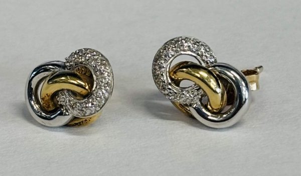 14K 2 TONE DIAMOND 3 LOOP EARRINGS 1.5DWT